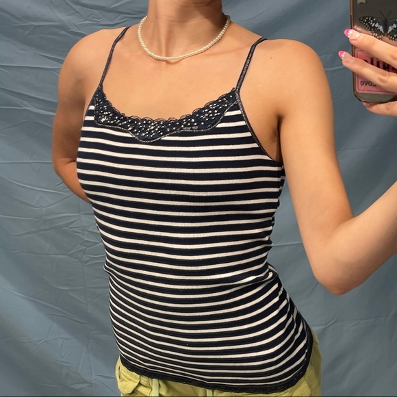 Vintage y2k justice bedazzled striped cami - Picture 1 of 4